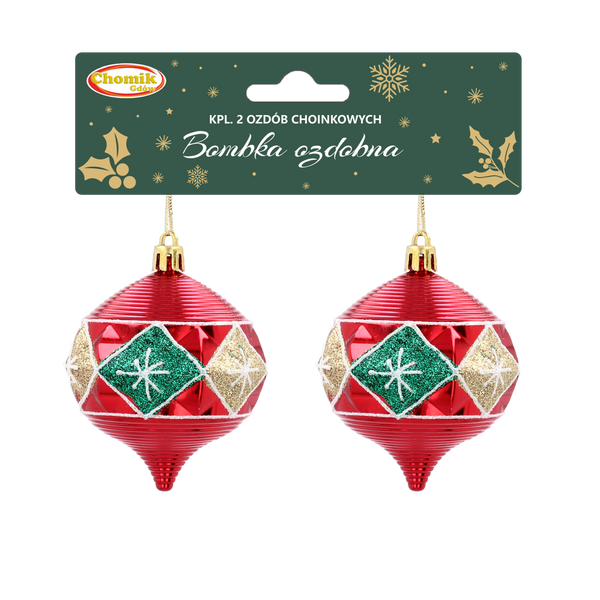 SET OF 2 CHRISTMAS TREE DECORATIONS BAUBLE