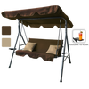 HUŚTAWKA OGRODOWA A-TYPE 170 x 118 x 153 cm BRĄZOWA Z BEŻOWYMI POD. I PODSTAWKAMI NA KUBEK