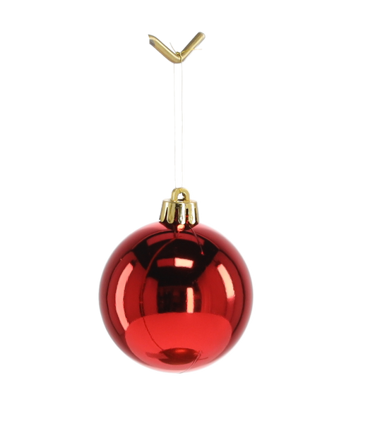 SET OF 12 BAUBLES 6 CM RED/GOLD/SILVER