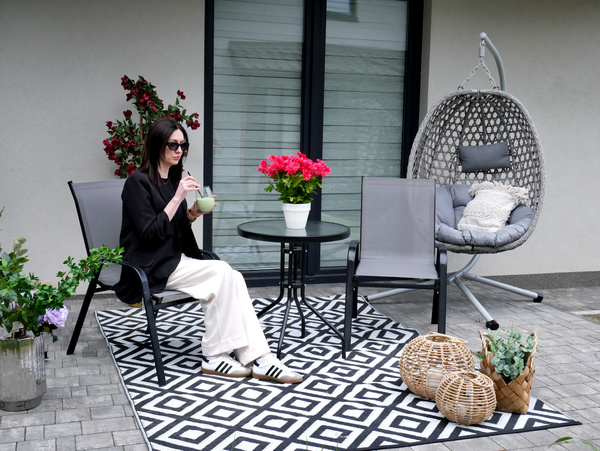 BALCONY FURNITURE SET - 2 CHAIRS + TABLE - GREY *5901