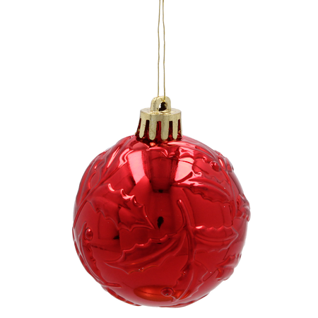 SET OF 12 BAUBLES 6 CM RED/GREEN/WHITE 