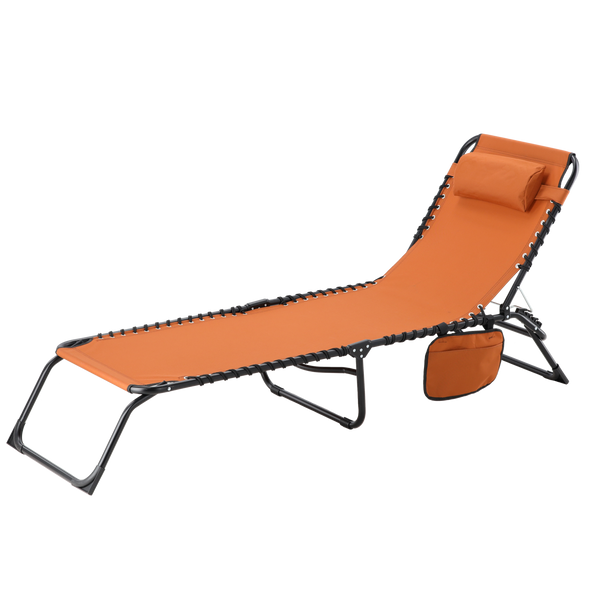 LEŻAK / ŁÓŻKO OGRODOWE SKŁADANE 190 x 58 x 30 CM Z KIESZONKĄ BRĄZOWE *2784