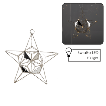 OZDOBA ŚWIĄTECZNA - GWIAZDA LED 30 CM GEOMETRYCZNA *6291