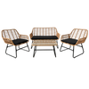 ZESTAW MEBLI OGRODOWYCH (SOFA, 2 KRZESŁA, STOLIK) - BRĄZOWY, PODUSZKI - CZARNY