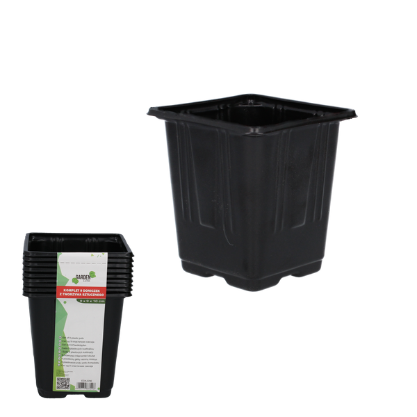 SADA 9 KVĚTINÁČŮ Z PLASTU 9 x 9 x 10 CM