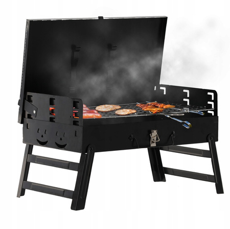GRILL TURYSTYCZNY SKŁADANY WALIZKA Z WIDEŁKAMI I ŁOPATKĄ 43 x 26,5 x 46,5 CM *4841