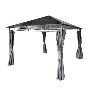 ALTANA PAVILION DE GRĂDINĂ CU PERDELUTE LATERALE - GRI 3 x 3 M *0074