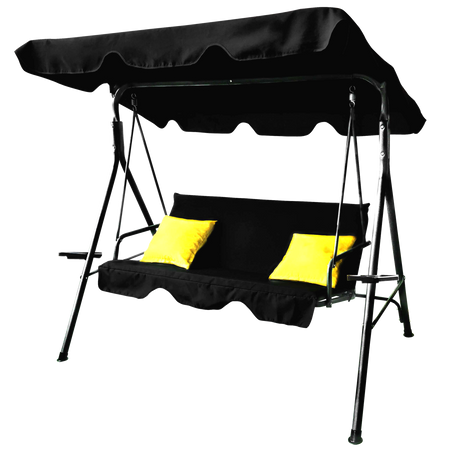 SWING GARDEN A-TYPE 170 X 110 X 153 CM BLACK WITH YELLOW PILLOWS AND CUP HOLDERS