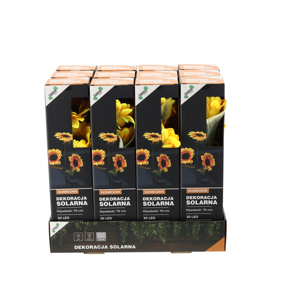 SOLAR LAMP H 70 CM SUNFLOWER 30 LED WARM WHITE DISPLAY=12PCS