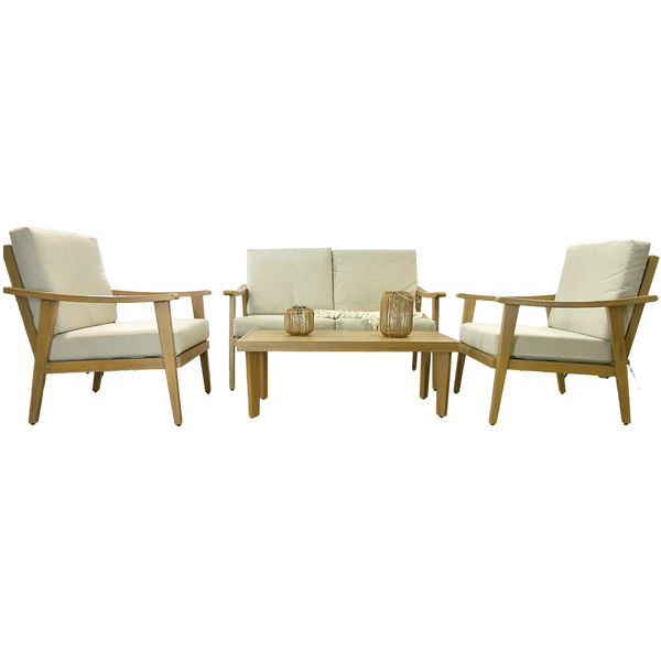 ZESTAW MEBLI ALUMINIOWYCH "TIRANA" (SOFA + 2 FOTELE + STOLIK) BEŻOWY + BEŻOWE PODUSZKI *9538
