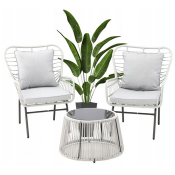 SET DE MOBILIER PENTRU GRĂDINĂ - ( 2 FOTOLII + MASĂ ) - GRI POD. *8052