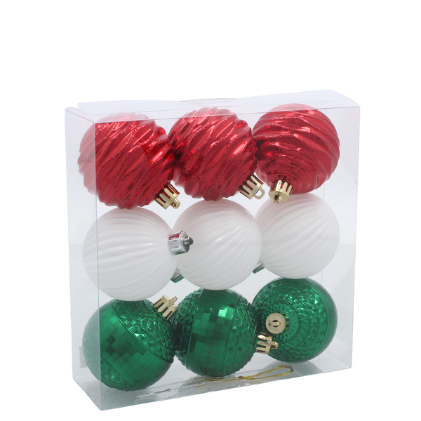 KPL. 9 BOMBEK 6 CM CZERWONY/ZIELONY/BIAŁY *9926