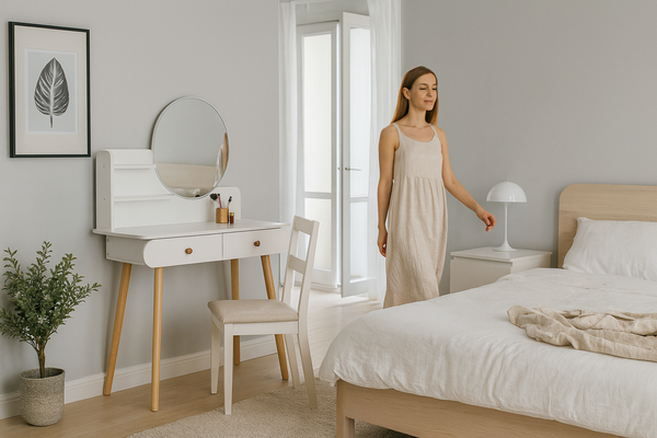 TOALETKA KOSMETYCZNA Z LUSTREM 80 x 40 x 120 CM BIAŁA *7872