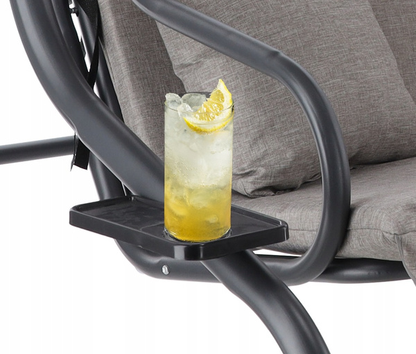 HUŚTAWKA OGRODOWA 210 x 120 x 170 cm SZARY MELANŻ Z FUNKCJĄ LEŻANKI *3095