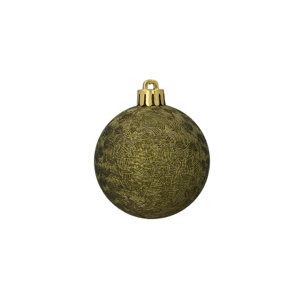 SET OF 6 BAUBLES 6 CM OLIVE/COPPER/GRAPHITE MIX DESIGNS