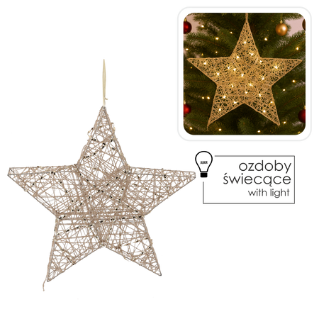 VÁNOČNÍ OZDOBY - LED HVĚZDA 45 CM ŠAMPÁNSKÉ ZLATO *6239
