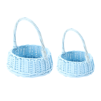ZESTAW 2 KOSZYKÓW RATTANOWYCH Z RĄCZKĄ – NIEBIESKI