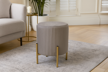 ROUND POUF WITH LEGS 28 X 42 CM GREY