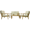 ALUMINUM FURNITURE "TIRANA" SET (SOFA + 2 ARMCHAIRS + TABLE) BEIGE + BEIGE CUSHIONS