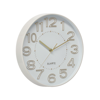 HANGING ROUND CLOCK 30.2 X 30.2 X 4.3 CM WHITE WITH GOLDEN NUMBERS