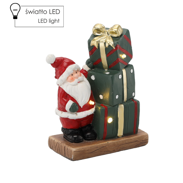 FIGURKA BOŻONAR. - MIKOŁAJ Z PREZENTAMI 15,6 X 8 X 19,8 CM LED opak=2szt *1421