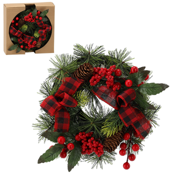 CHRISTMAS WREATH 23 CM WITH ROWAN BERRIES *3573