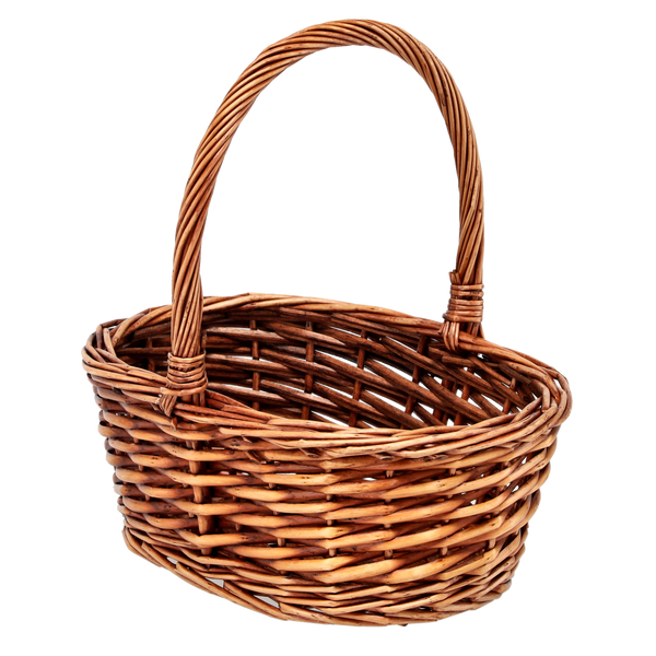 KOSZYK RATTANOWY 36 x 28 x 13/32 CM Z RĄCZKĄ - BRĄZOWY *5105