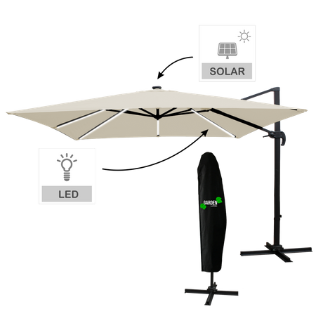 GARDEN UMBRELLA "ROMA" 3 X 3 M BEIGE WITH COVER