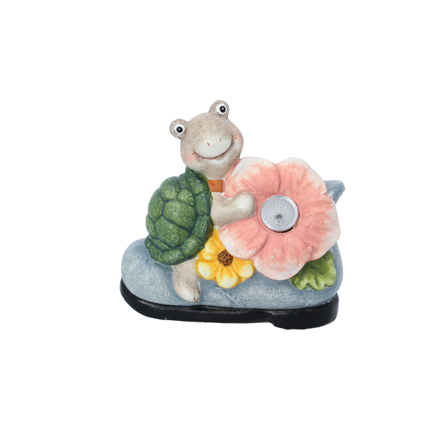 FIGURINA DE GRĂDINĂ - BROASCĂ CU FLOARE 15,5 x 8 x 15 CM LED ambalaj=4buc *7836