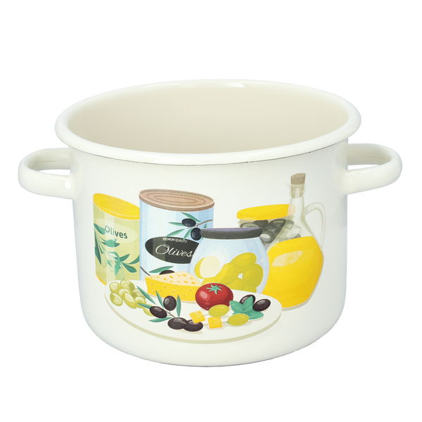 GARNEK EMALIOWANY 4,5 L 20 CM KREMOWY OLIWKA *7510
