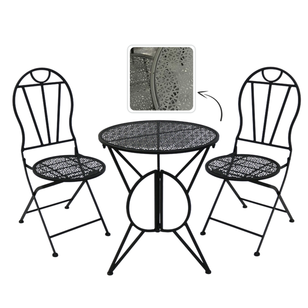ZESTAW MEBLI OGRODOWYCH METALOWYCH "SUSAN" STÓŁ + 2 KRZESŁA