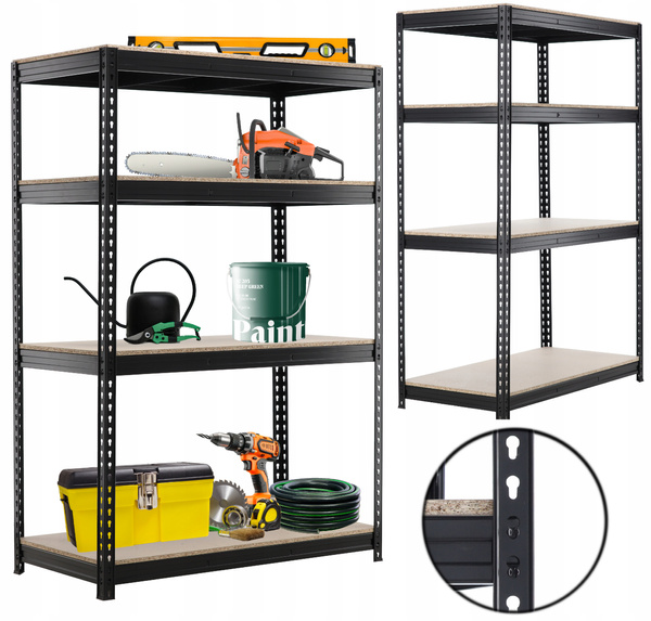 REGAŁ 4-POZIOMOWY 180 X 120 X 60 CM CZARNY UDŹWIG PÓŁKI: 500 KG PRO *0667