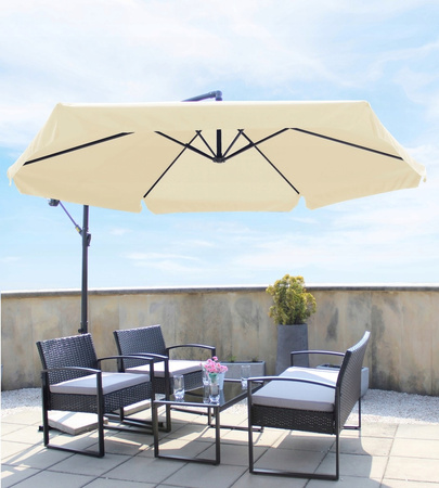 GARDEN UMBRELLA 3 M BEIGE "BANANA" WITH COVER