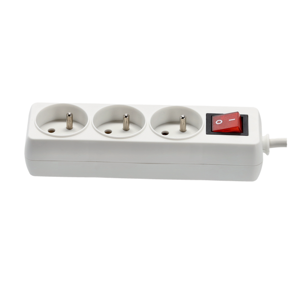 EXTENSION CORD POWER STRIP WITH SWITCH 3 SOCKETS 5M WHITE