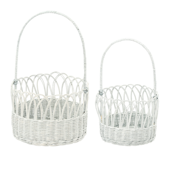 ZESTAW 2 KOSZYKÓW RATTANOWYCH Z UCHWYTEM – NIEBIESKOSZARY Z EFEKTEM BIELENIA