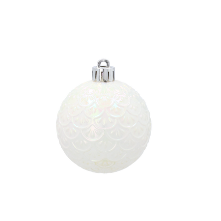 SET OF 6 BAUBLES 6 CM WHITE