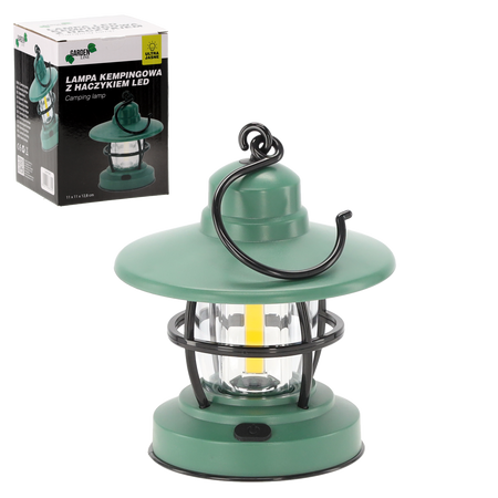 KEMPINGOVÁ LAMPA S HACÍKOM LED 11 x 11 x 12,8 CM *7695