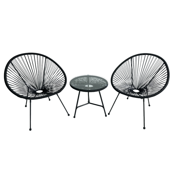 ZESTAW MEBLI OGRODOWYCH (2 KRZESŁA, STOLIK) - CZARNY *3439