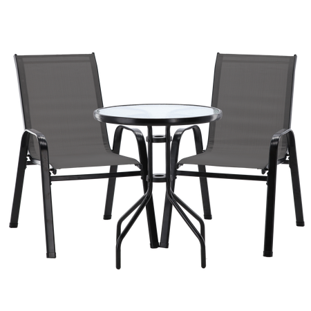 Set de mobilier pentru balcon - 2 scaune + masă - gri *5901