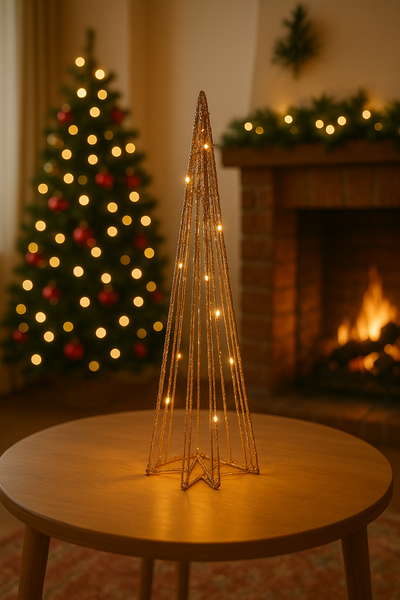 Vianočná dekorácia - LED kuželový stromček 50 cm zlatý *6383