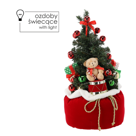CHRISTMAS FIGURE - ARTIFICIAL CHRISTMAS TREE IN SANTA'S SACK - LED + MELODY