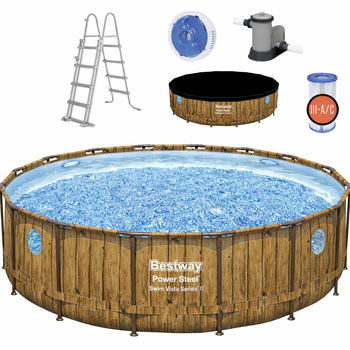 Power Steel Swim Vista Series 4.88m x 1.22m Pool Set