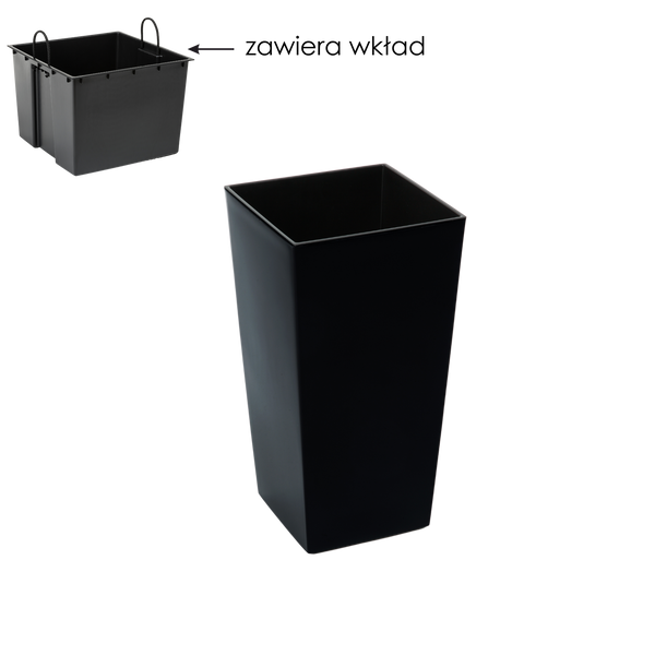 Planter FINEZJA 140X140 MM WITH INSERT - BLACK