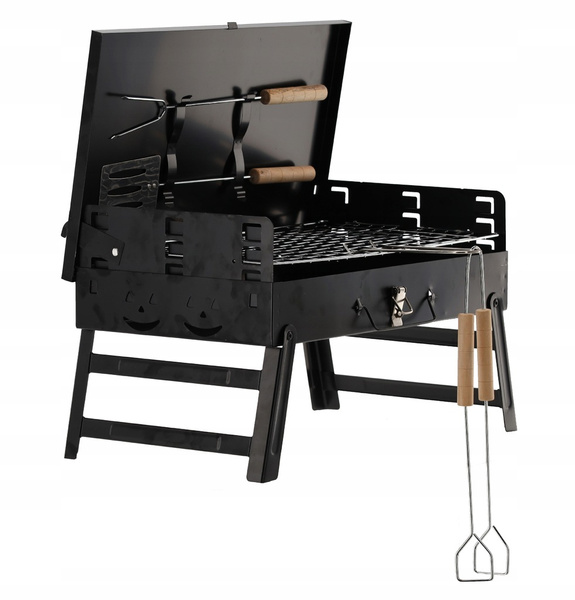 GRILL TURYSTYCZNY SKŁADANY WALIZKA Z WIDEŁKAMI I ŁOPATKĄ 43 x 26,5 x 46,5 CM *4841