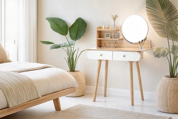 TOALETKA KOSMETYCZNA Z LUSTREM 80 x 40 x 120 CM DREWNIANA/BIAŁA *7865