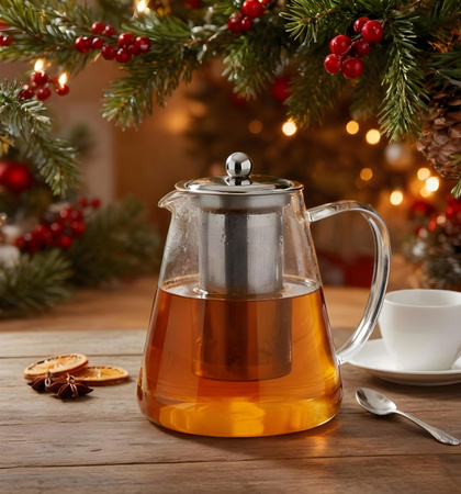 SKLENICA ODOLNÁ VÚČI TEPLU SO ZÁPARZACOM A KOVOVÝM VÍKOM 1300 ML *1571