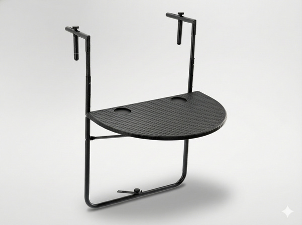 ZÁVESNÝ SKLADACÍ BALKÓNOVÝ STÔL 60 x 64 x 73-78,5 -83,5 ČIERNY *1022