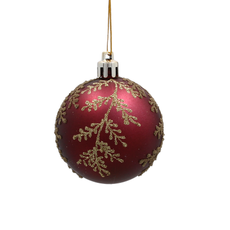 SET OF 8 CHRISTMAS BAUBLES RED 6 CM