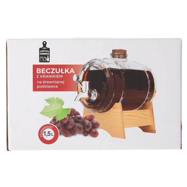 1,5 L GLASS BRREL ON A WOODEN STAND