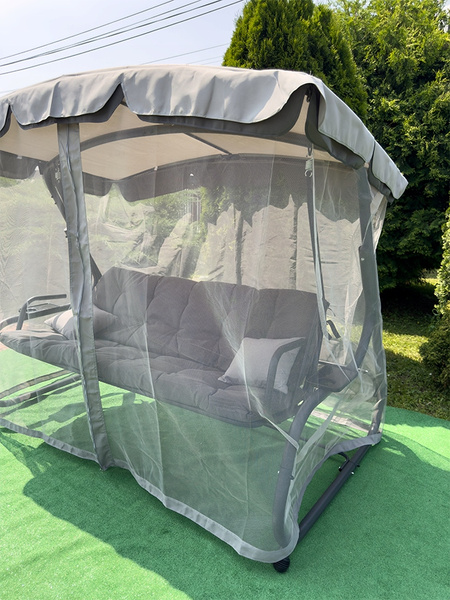 GARDEN SWING WITH MOSQUITO NET 220 X 130 X 175 CM GRAY